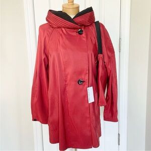 MYCRA PAC Donatella (Mini) Reversible Red Black A-Line Raincoat NWT Size 0-P